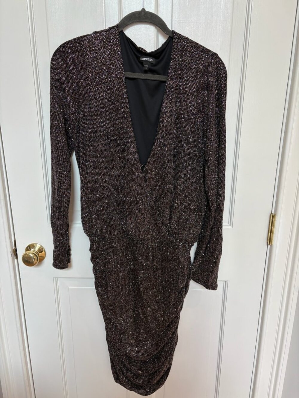Express, Black Glitter, long sleeve, L
